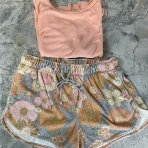 a new day and Wild fable Peach Tank and Floral Terry Shorts Set Size L And Xl